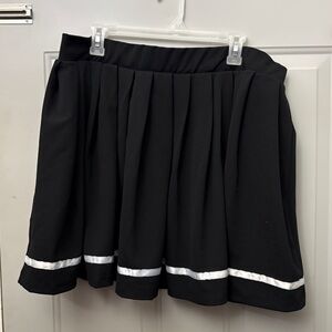 Elegant Black Skater Skirt with White Trim